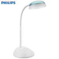 飞利浦(PHILIPS)led台灯儿童学生学习卧室床头宿舍创意可弯曲时尚自然光品质散热灯罩pvc小台灯 酷趣 炫银蓝