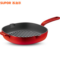 苏泊尔（SUPOR)珐琅铸铁锅·方形煎烤锅 樱桃红FLJ26A5