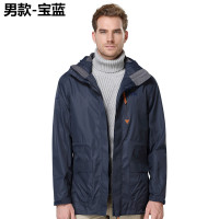 TFO 情侣款 商务休闲 防水科技 风衣外套 中长款 男款 女款 单层冲锋衣 男款-宝蓝 M