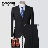 美尔雅(MAILYARD)西服套装 男式羊毛商务正装 男士桑蚕丝西装 310 175/100C(BE6) 黑色
