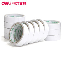 得力(deli)30407棉纸双面胶带 6卷装 24mm*10y 薄款粘胶层 两面胶 胶纸 双面胶 胶带/胶水/胶棒
