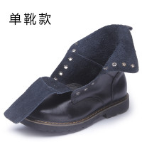 真皮马丁靴女厚底内增高韩版双侧拉链短靴显瘦女鞋靴子 2088-6米色单里 39码