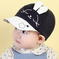milky friends宝宝帽子春秋季MK小兔子造型婴儿翻边棉鸭舌帽男女通用儿童棒球帽1-2岁 藏青 50CM（1-2岁）