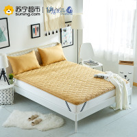 俏居(Choshome)家纺 全棉加厚床垫新疆长绒棉料纯色简约风床褥1.8m床双人被1.2米褥子防滑薄纤维榻榻米可折叠 黄色 1.5*2.0m