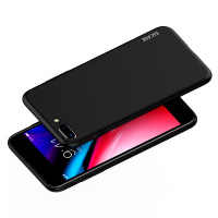 ESCASE 苹果iPhone8Plus/7Plus手机壳/保护套 送指环扣支架 全包烤漆肤感保护硬壳(有吊绳孔) 肤感黑