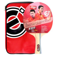 红双喜DHS乒乓球成品拍E-E202横拍双面反胶乒乓拍健身型(附带拍套,单块装) 红色202横