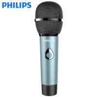 飞利浦（PHILIPS）手机直播K歌麦克风 电容声卡套装主播特效专用便携话筒 电脑通用 遥控版 蓝色