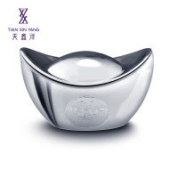 素竹 足银白银投资 银元宝银摆件 实心1000g 收藏赠礼可回购 1000克银元宝