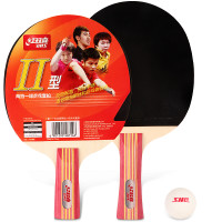 启康 红双喜DHS乒乓球拍 Ⅱ型套装 2拍1球 横拍直拍各一块 红色 横直套装