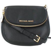 [直营]迈克·科尔斯(MICHAEL KORS) 牛皮 搭扣 软翻盖包Bedford Flap斜跨单肩包 MK女包 经典黑金色五金