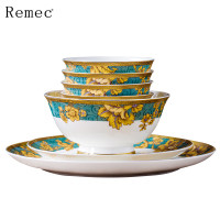 金禹瑞美（REMEC）唐山描金骨瓷 60件套芳华黄金餐具套装