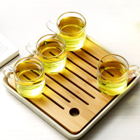 常生源 杯子玻璃茶杯加厚耐热玻璃杯品茗杯4只装功夫茶具带把水杯喝茶杯子 品茗小杯4只装