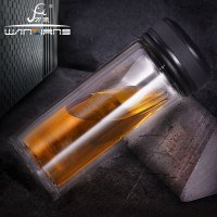 万象(WANXIANG) V18 玻璃杯带盖双层透明高档商务办公 黑色