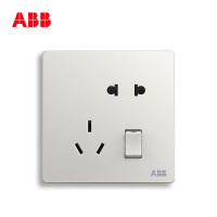 ABB开关插座 轩致无框 雅白色 一开五孔带开关电源插座AF225 雅白色 五孔带开关插座