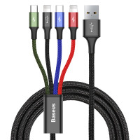 倍思 极速系列一拖四数据线 双lightning+Type-C+Micro 3.5A 1.2M CA1T4-A01