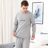 红豆居家(Hodohome)男士家居服运动休闲长袖睡衣套装 灰色 170cm