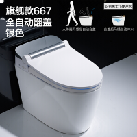 日本智能马桶全自动即热带遥控冲水烘干无水箱一体坐座便器_2 666款全自动翻盖+银色+送货 305mm