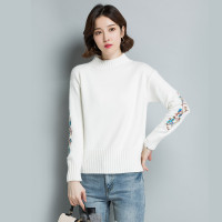 半高领羊毛衫女短款印花毛衣妈妈装外穿针织上衣服打底衫秋冬内搭纯羊绒紧身短款套头打底衫哥弟恒源祥阿玛施鄂尔多斯恒源祥 L-170 一次两件立减200元