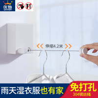 阳台卫生间隐形晾衣架晾衣晒被神器免打孔室内伸缩浴室钢丝晾衣绳 伸缩晾衣绳