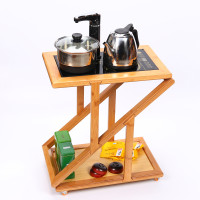 百鸿（Baihong）茶车可移动茶台竹制品带轮简易茶盘茶桌茶具套装电热炉家用 可折叠茶车款式1