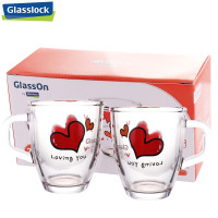 三光云彩(GLASSLOCK)韩国进口玻璃水杯375*2礼盒套装爱心对杯情侣杯子红心茶水杯PG944 PG944