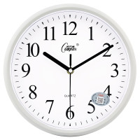 康巴丝静音挂钟时尚挂钟卧室客厅办公现代时钟表简约创意石英钟表(271)_10英寸（直径25.5厘米） 白色