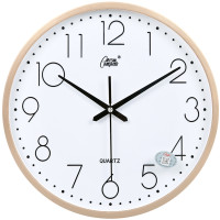 康巴丝钟表挂钟客厅圆形宜家创意时钟挂表简约现代静音电子石英钟(1a2)_14英寸（直径35.5厘米） 金色 白盘