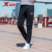 特步男运动裤正品2018秋新款收口跑步裤针织休闲长裤882329639285 黑 L