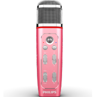 飞利浦（Philips） VTR5160多功能麦克风全民k歌唱吧喊麦声卡语音转文本录音 粉色