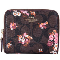 COACH 蔻驰 女钱包女士深咖印花PVC短款钱包钱夹 F31955 IMBMC 深咖印花