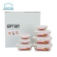 乐扣乐扣(lock&lock)耐热玻璃保鲜盒便当盒饭盒冰箱收纳盒 微波炉专用 七件套套装LLG430SP7 160ml*3+430ml*2+730ml*2