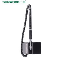 三木(SUNWOOD)SMGR-890B台笔办公中性笔柜台桌面签字笔可粘贴固定带绳吧台笔银行前台笔粘桌碳素笔水笔黑色 黑色0.5mm12支/盒