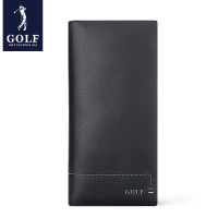 高尔夫GOLF男士长款钱包头层牛皮钱夹真皮钱包时尚简约商务 黑色