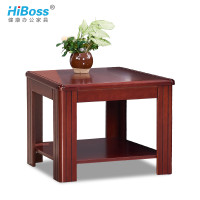 HiBoss办公家具茶几双层中式油漆方茶几贴实木皮边几 方茶几：W600*D600*H450