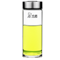 希诺（HEENOOR） 玻璃杯单层加厚男女士商务办公泡茶杯耐热便携车载水杯XN-6017 490ml 银色