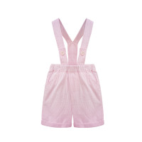 婴姿坊儿童夏季男童女童童装背带短裤牛仔韩版 粉红色 80cm