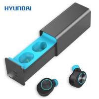 现代(HYUNDAI) 无线蓝牙耳机GW10 双耳真无线迷你隐形耳塞式运动跑步微型入耳式耳机 蓝色