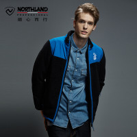 Northland/诺诗兰户外男款保暖防风拼色立领抓绒衣绒外套GF062709 GF062709-YS780黑色/钴蓝色男 175