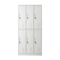 鸿业盛大(HONG YE SHENG DA)透气孔设计6门更衣柜(高1800mm*宽900mm*深420mm) 银色