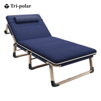 三极户外(Tripolar) TP1022 折叠床躺椅办公室午睡午休床简易单人便携行军床加毛绒垫 193*68*30cm藏青色加棉垫