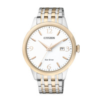 西铁城(CITIZEN)手表 光动能不锈钢间玫瑰金色表带情侣表男表BM7304-59A