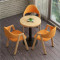 橙色布3椅+60原木桌
