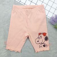 史努比(SNOOPY)童装女童灰绿色打底裤薄款3-12岁新款公主粉色夏季纯棉弹力短款女蓝色孩外穿白色90-140cm 粉色 140#适合身高130-140cm