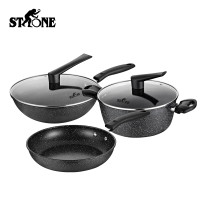 司顿(STONE) 麦饭石色不粘锅三件套 STH076
