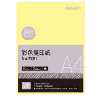得力(deli)7391 彩色复印纸A4浅黄色手工卡纸 80g 100张/包 单包装