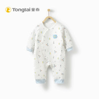 童泰TONGTAI秋冬加厚偏开闭裆连体衣1-12个月宝宝保暖内衣哈衣爬爬服 蓝色 66cm