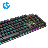惠普（HP）GK100 104键机械键盘 游戏办公键盘 有线电脑键盘 背光键盘 金属灰(区域混光) 黑轴