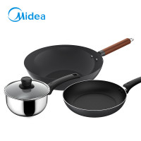 美的(Midea)S02美的合家系列三件套 炒锅515*310*200mm 奶锅330*178*130mm 煎锅408*