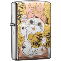 zippo芝宝打火机美国原装ZIPPO之宝防风煤油可爱猫和风ZBT-5-81a 萌萌喜庆猫-新机无油