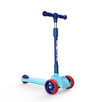 [2020新品]优贝一键折叠DIY儿童滑板车三轮车2-8岁闪光轮男女宝宝溜溜车踏板车 蓝色